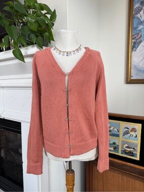 Women's Pink Knit Cardigan Sweater